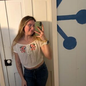 Hollister white floral shirt